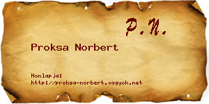 Proksa Norbert névjegykártya